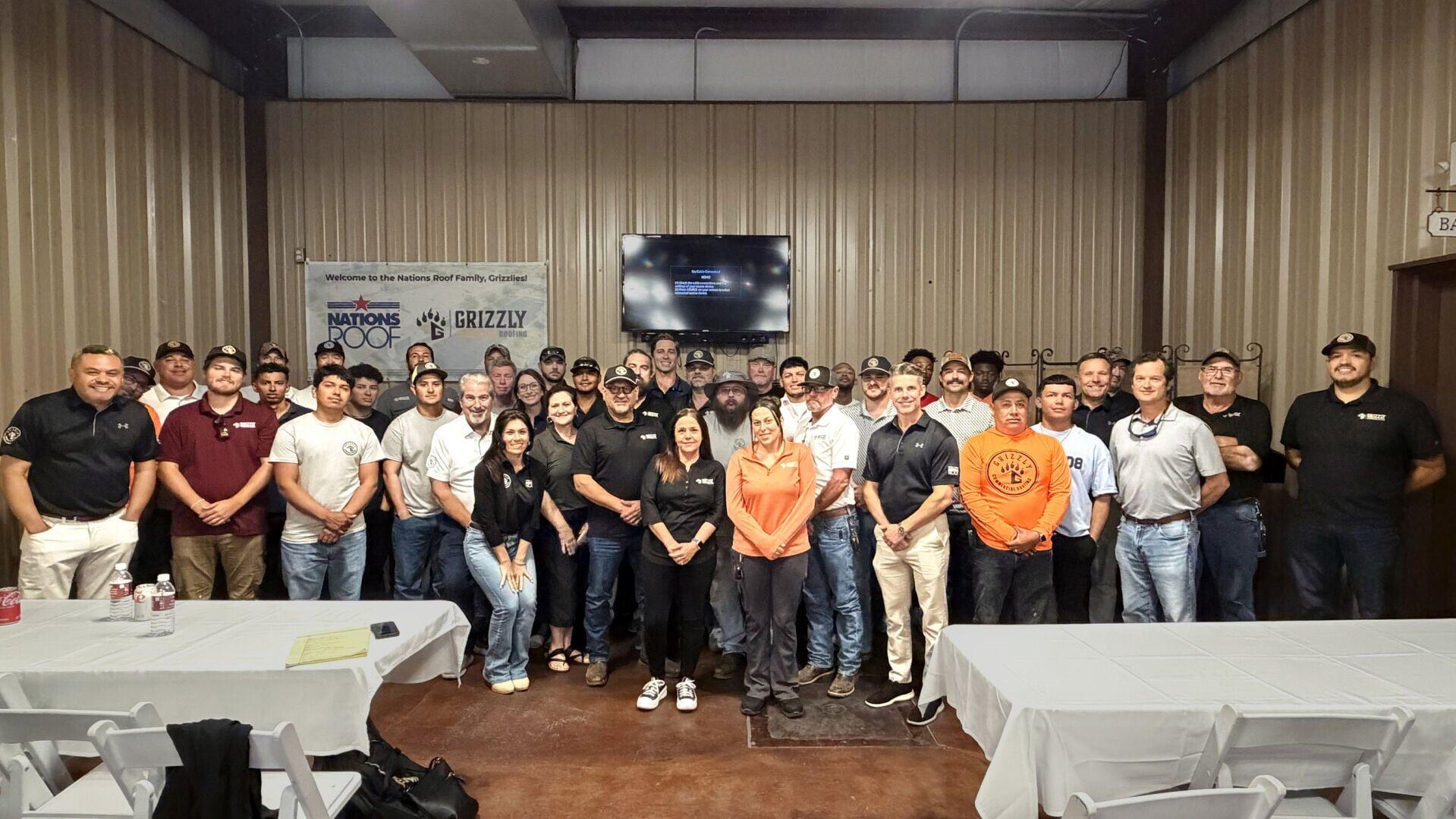 Employees and leadership from Grizzly Commercial Roofing and Nations Roof celebrate the acquisition of Grizzly Commercial Roofing in Lafayette, Louisiana. The addition of Grizzly strengthens Nations Roof’s Gulf Coast operations while preserving the loca...