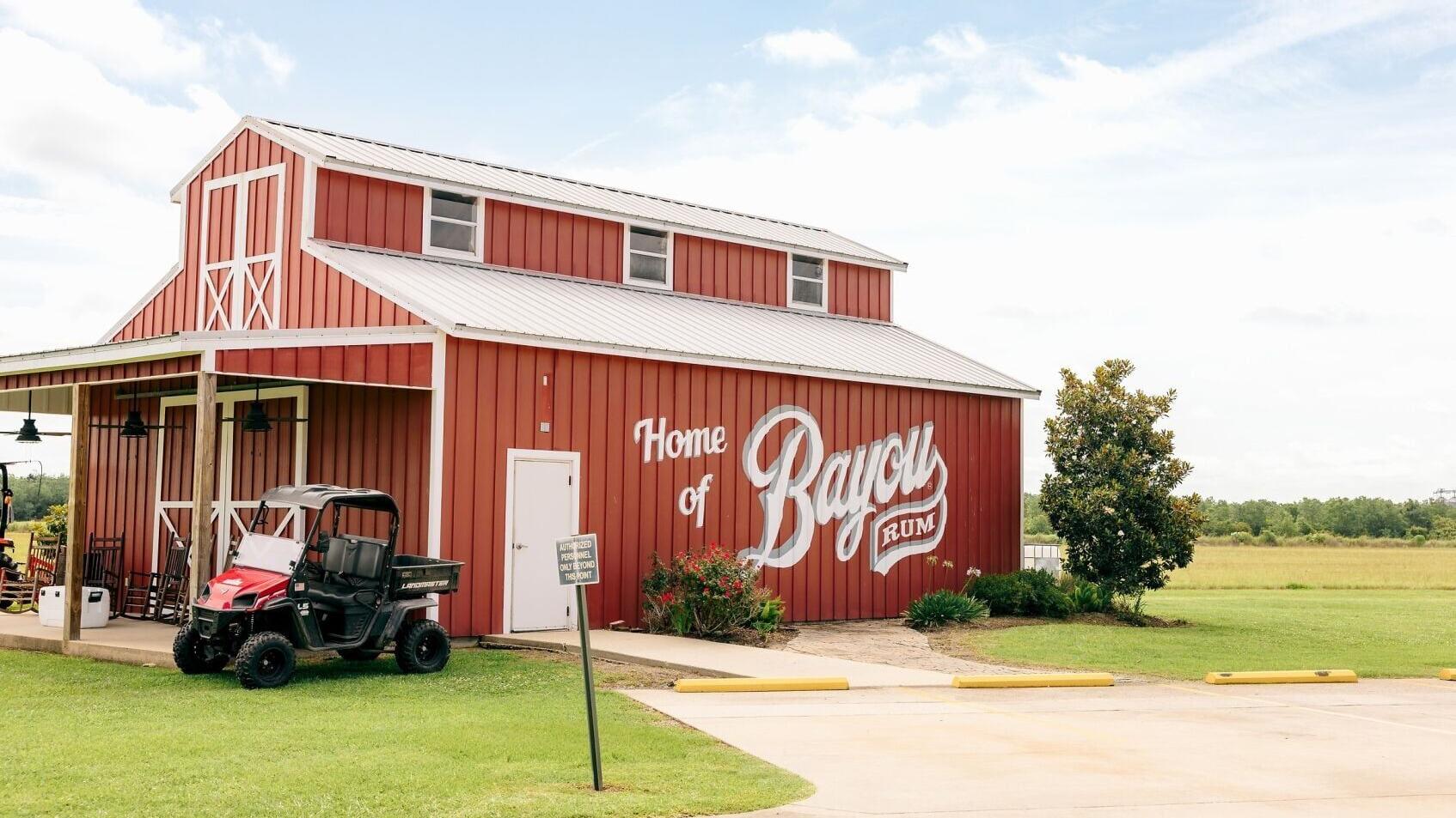 House of Bayou red barn at the Lacassine distillery