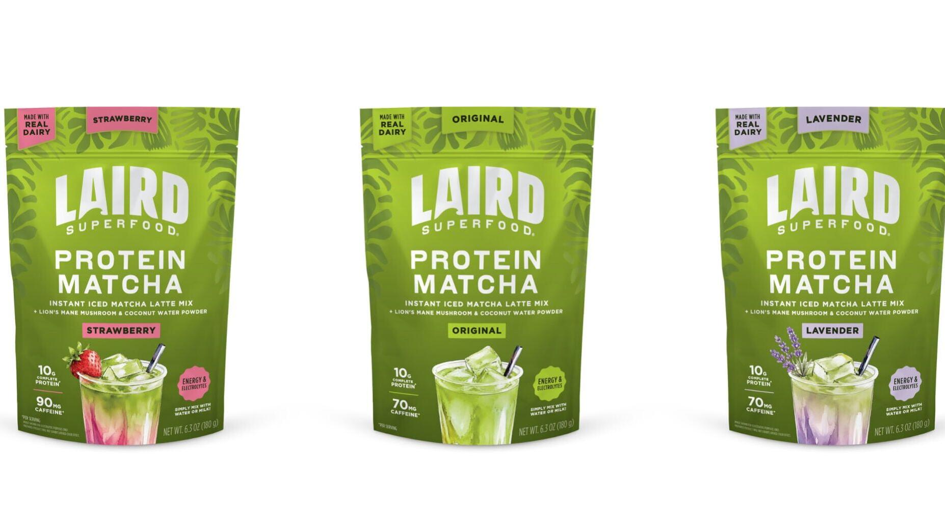 Laird Superfood Protein Matcha launches in three flavors: Original, Lavender, and Strawberry
