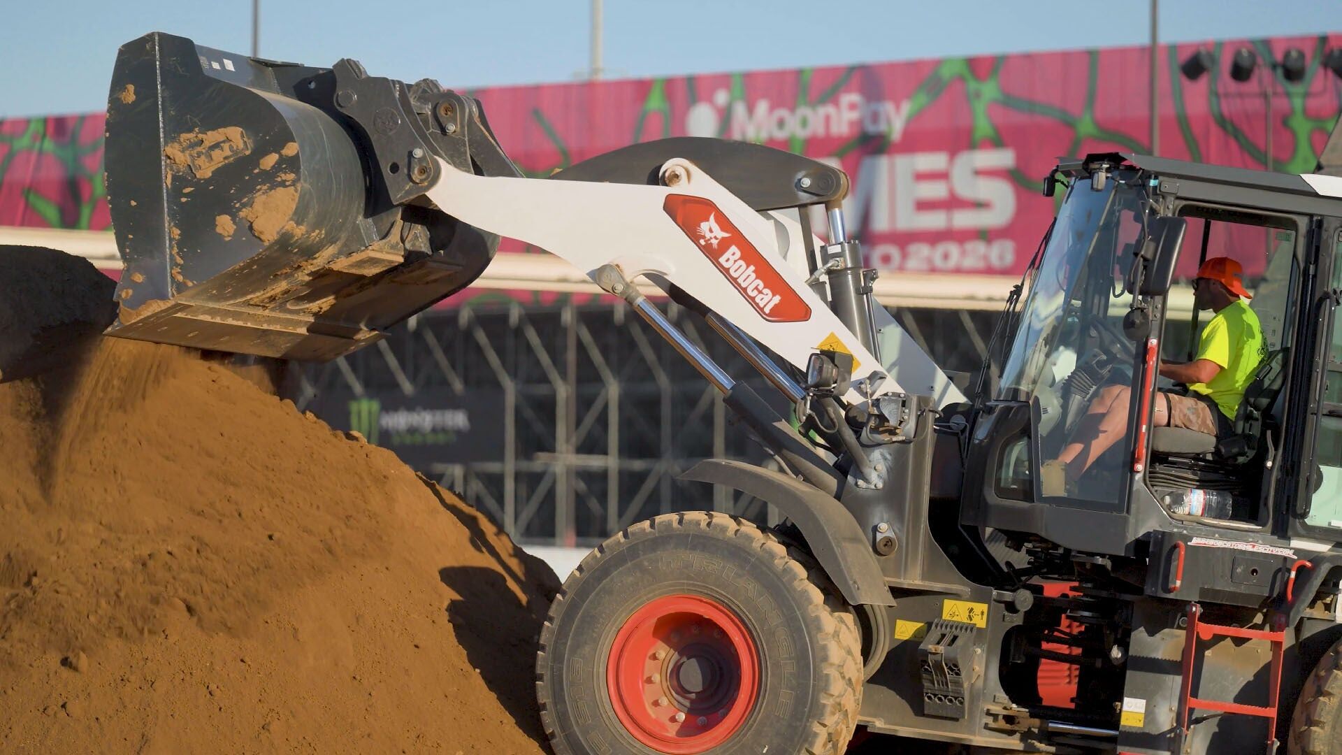 Bobcat equipment in action helping to build courses for the inaugural 2026 MoonPay X Games League (XGL) Summer Season