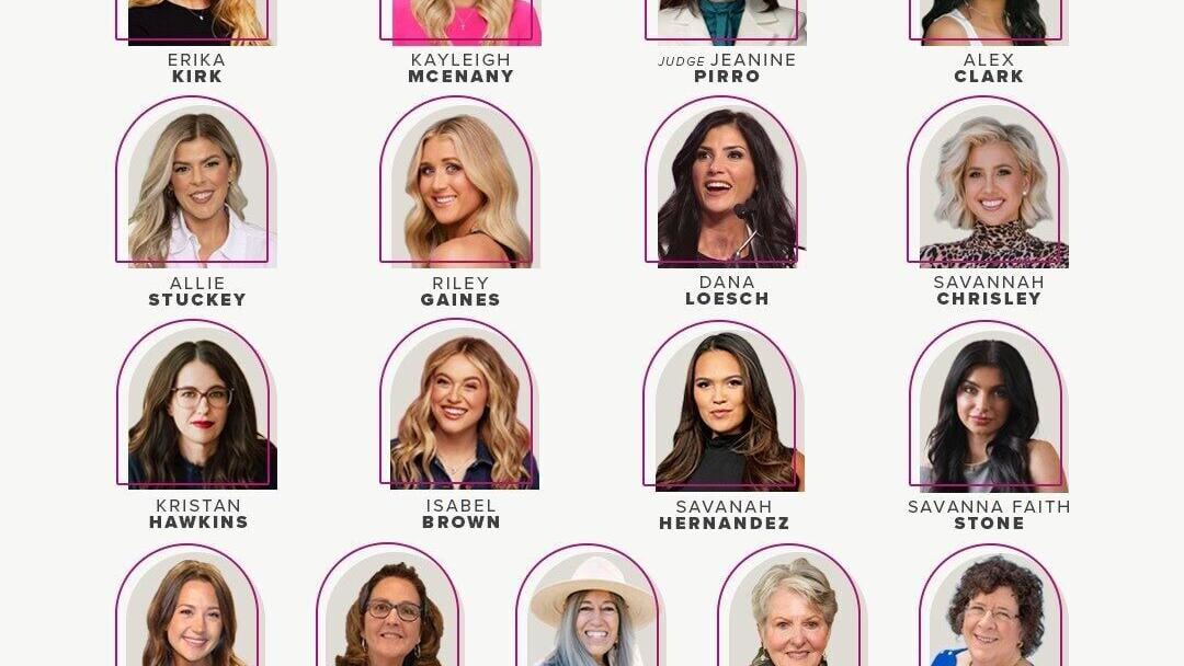 Confirmed speakers for the 2026 Turning Point USA Women’s Leadership Summit include Kayleigh McEnany, Judge Jeanine Pirro, Riley Gaines, Dana Loesch, Allie Beth Stuckey, Alex Clark, Savannah Chrisley, and others appearing June 5–7 in San Antonio, Texas.