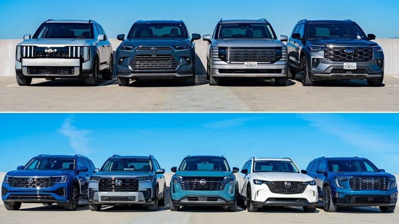 9 midsize 3-row SUVs tested side-by-side