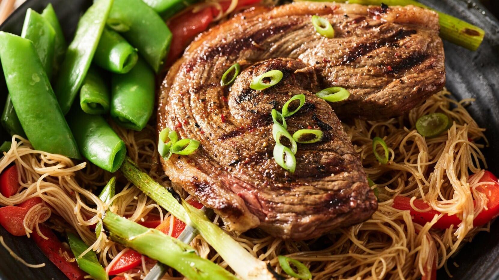 Coulotte Steak Pancit courtesy of BeefItsWhatsForDinner.com.