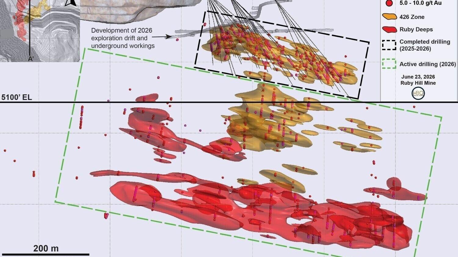 Figure 1: Mineralized Zones, Archimedes Underground (CNW Group/i-80 Gold Corp)