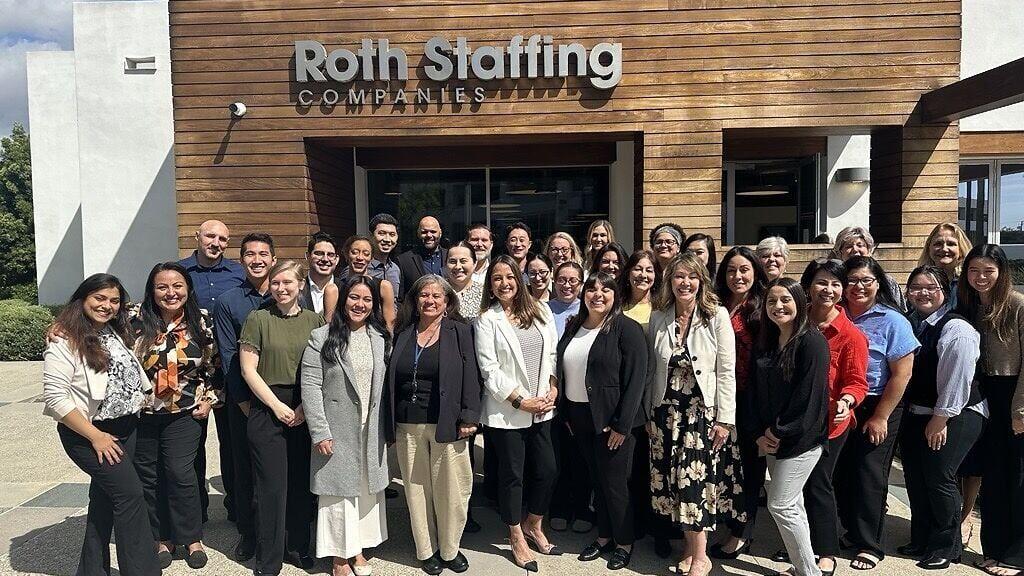 Roth Staffing coworkers gather in front of the company’s corporate headquarters. The company was recently recognized on Staffing Industry Analysts’ (SIA) Largest Staffing Firms in the United States list, reflecting continued growth, industry leadership,...