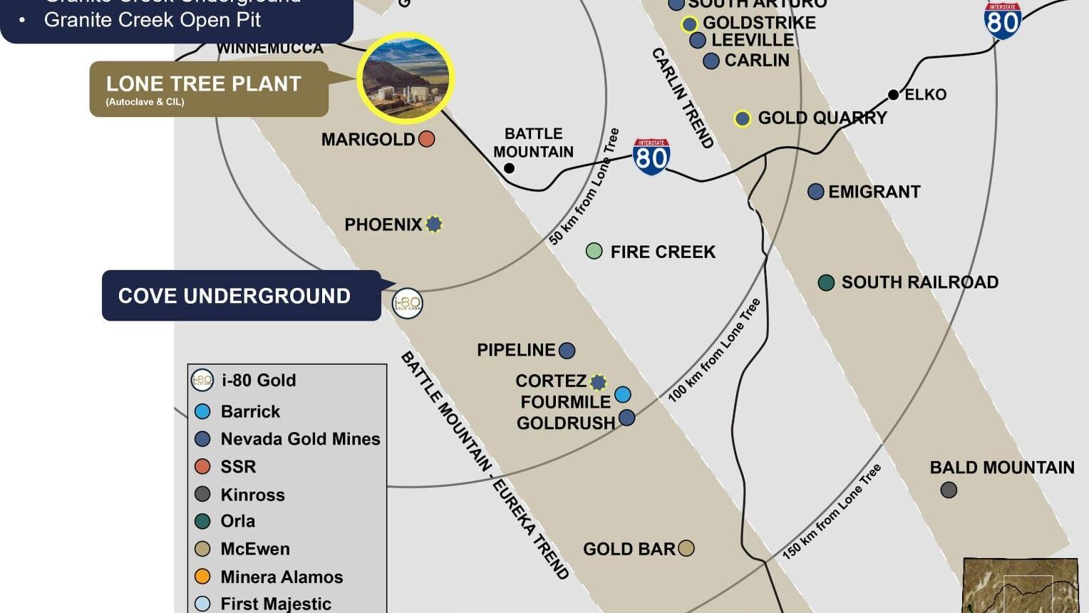 Figure 6: Regional map of i-80 Gold assets in Northern Nevada.