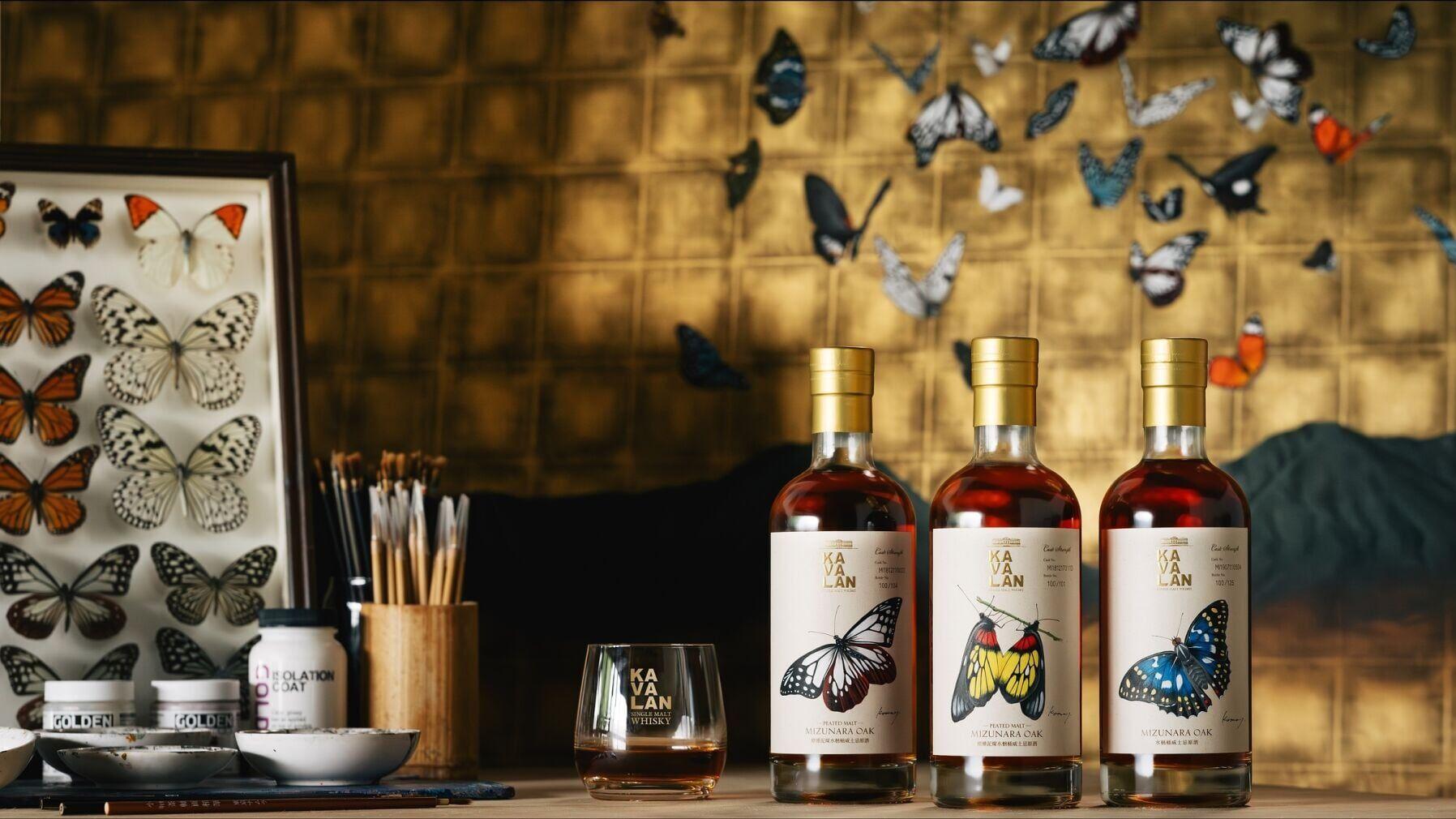 Taiwanese terroir meets Japanese artistic vision in rare Mizunara cask matured whisky and paintings of twelve butterflies native to Taiwan.