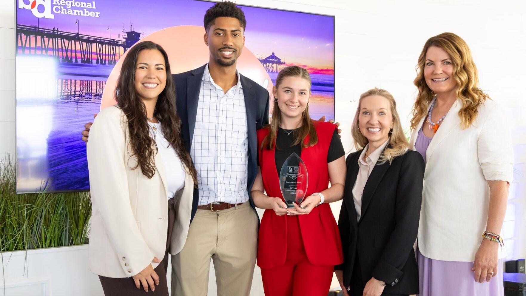 Intesa Communications Group receives the "Customers First" award at the San Diego Regional Chamber of Commerce's 2026 Small Business Awards on July 10, 2026. Photo Courtesy of Melissa Jacobs / San Diego Regional Chamber of Commerce
