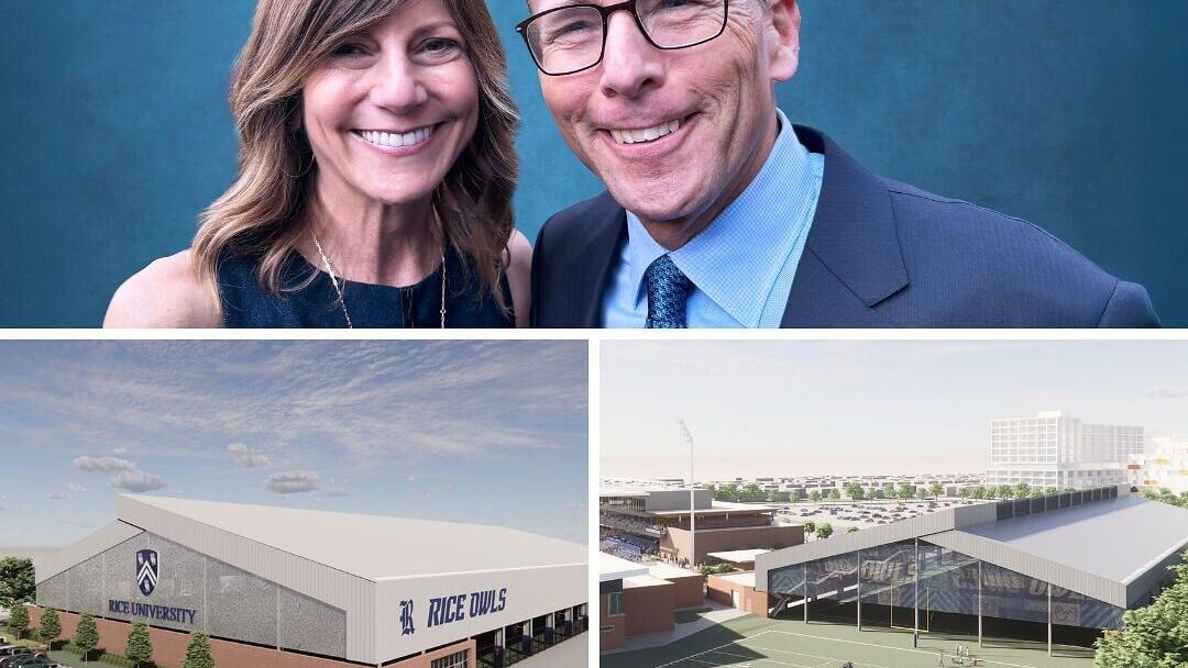 Patti and Jonathan Kraft; Architectural renderings of Kraft Pavilion at Rice University (Courtesy SWA Group)