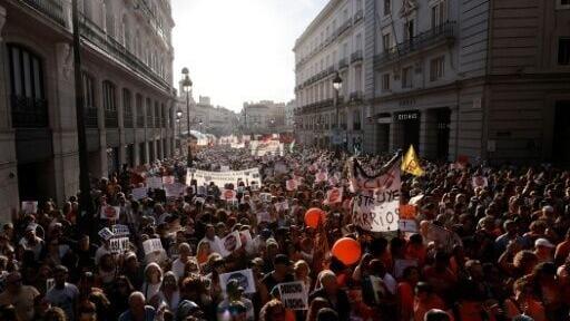 Protesters chanted slogans and held banners calling for measures to make evictions more difficult