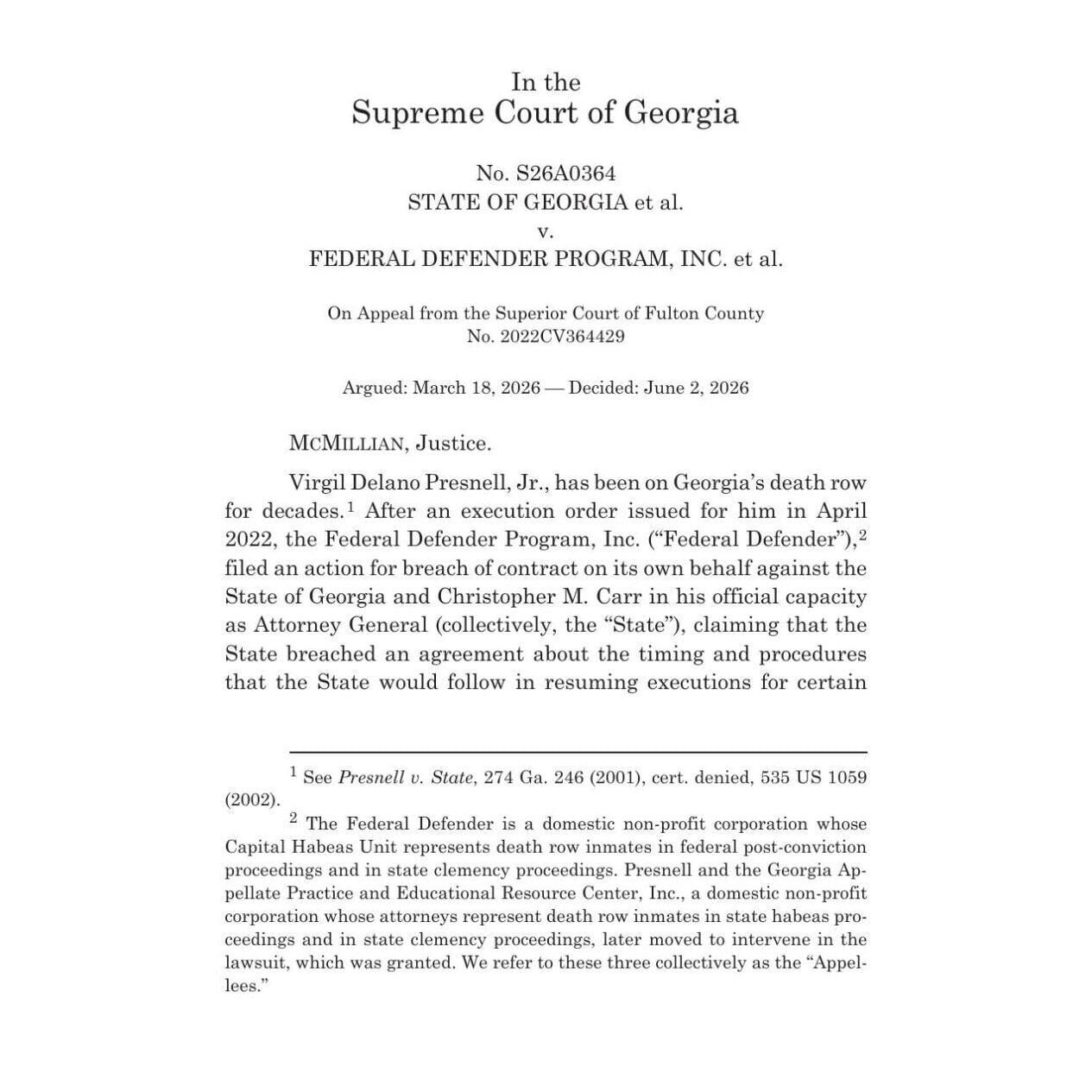 Georgia Supreme Court June 2, 2026