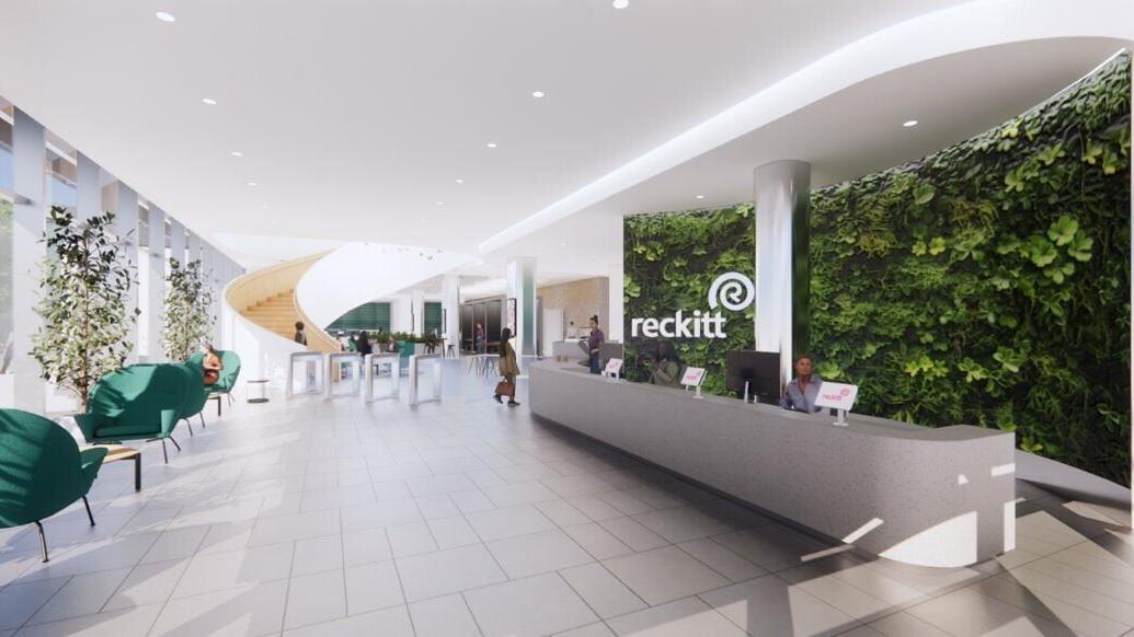 Rendering of Reckitt's New Jersey Research &amp; Development Lab Reception