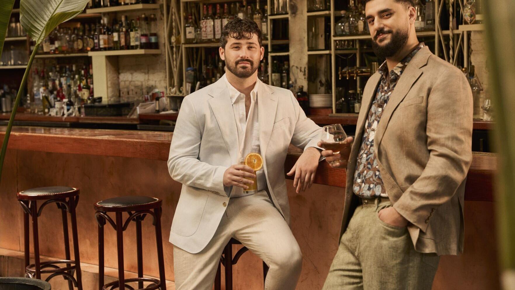 Joe Santagato and Frank Alvarez star in Bonobos' The Sweat Stakes, showcasing the brand's Summer 2026 linen collection.