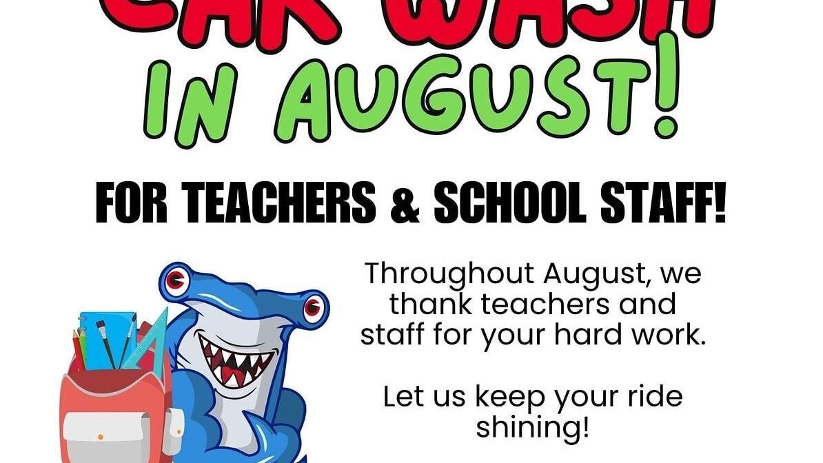 Teachers and school staff get free car washes at all RipTide Car Wash locations throughout August in appreciation of their dedication to students.
