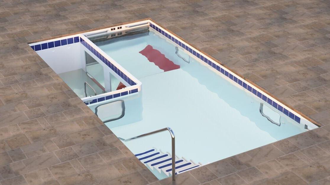 Rendering of the SwimEx DepthSelect Series, featuring adjustable depth within the underwater treadmill zone for staged therapy, training, and return-to-play progression.