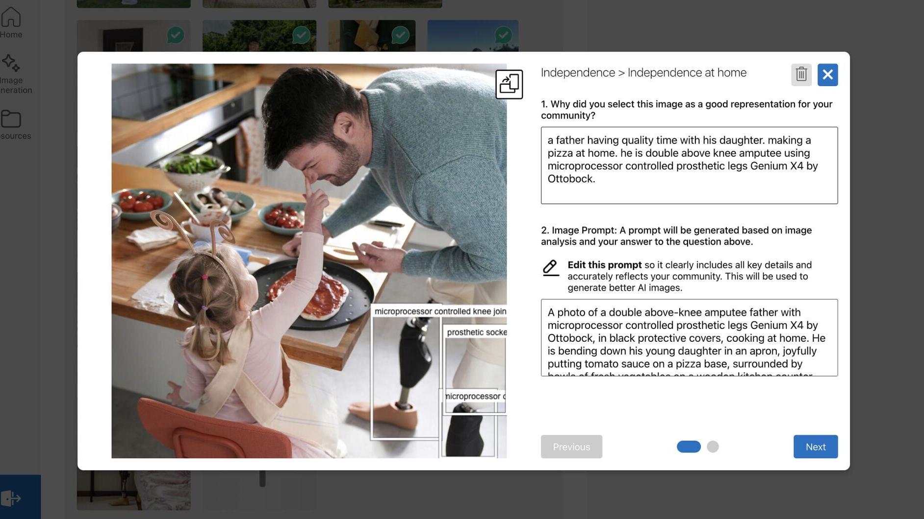 An example of how utilizing images of real people with their real prostheses can help train AI services to represent the disability community more accurately.