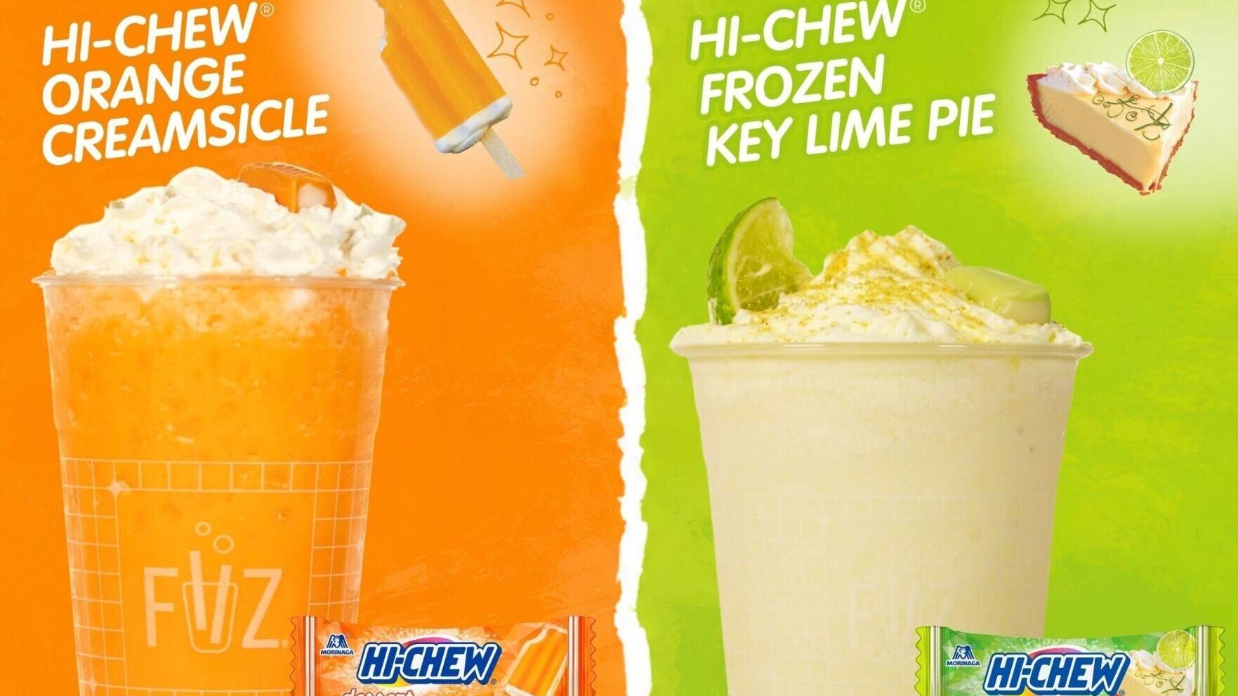 HI-CHEW® and FiiZ team up to launch two dessert-inspired dirty sodas for a limited time: Orange Creamsicle and Frozen Key Lime Pie