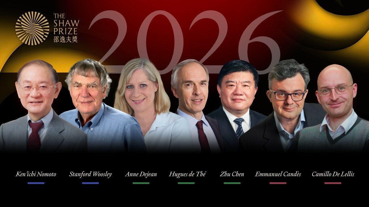 The Shaw Laureates 2026 (from left to right): Ken’ichi Nomoto and Stanford Woosley, The Shaw Prize in Astronomy; Anne Dejean, Hugues de Thé and Zhu Chen, The Shaw Prize in Life Science and Medicine; Emmanuel Candès and Camillo De Lellis, The Shaw Prize ...