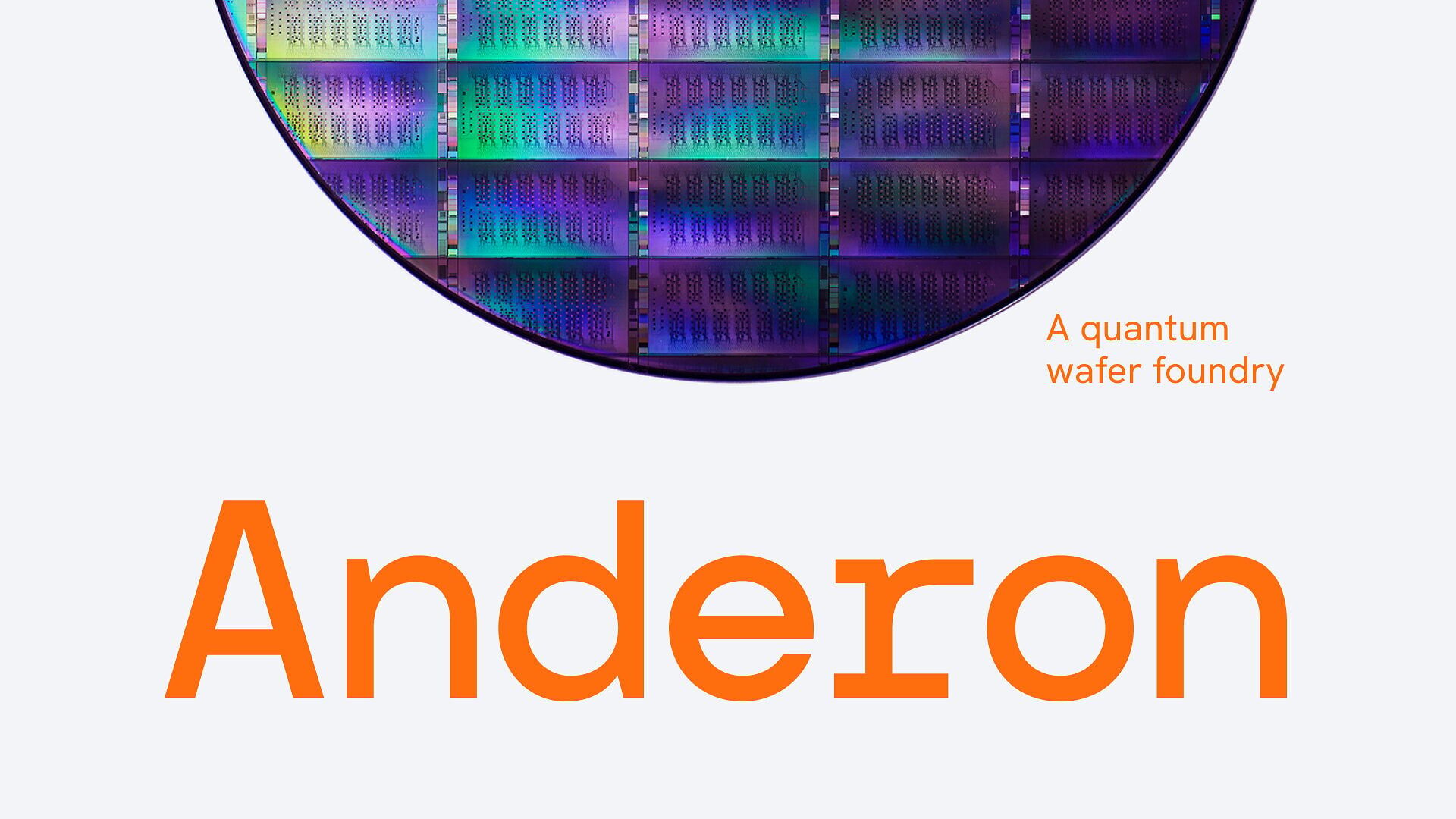 The logo of Anderon, a new standalone IBM company, and quantum wafer. (Credit: IBM)