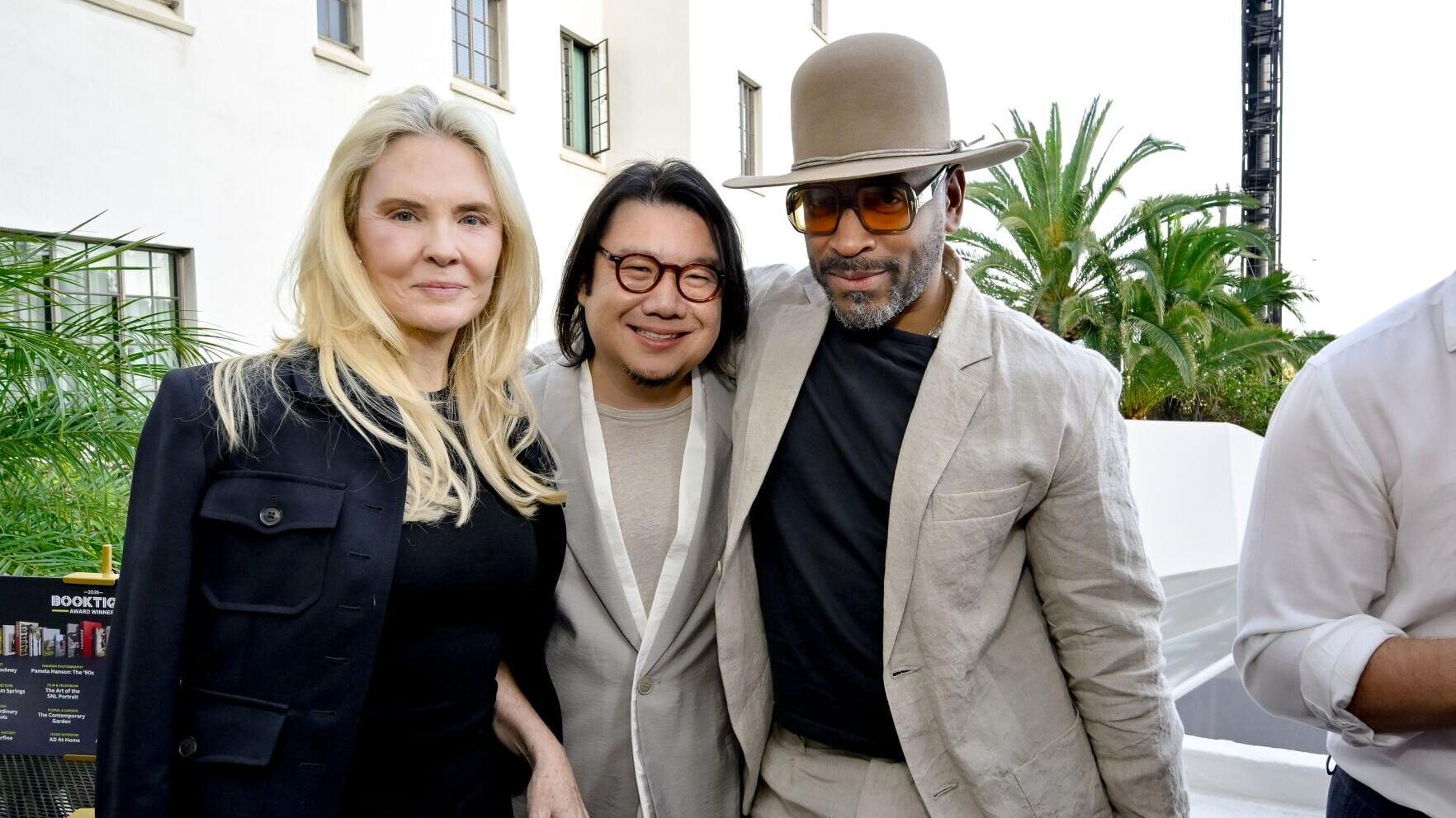 (L-R) Cornelia Guest, Kevin Kwan, and Stefan Campbell celebrated the 2026 Booktique Awards at Chateau Marmont on June 9, 2026 in Los Angeles, California. (Photo by John Sciulli/Getty Images for Booktique)