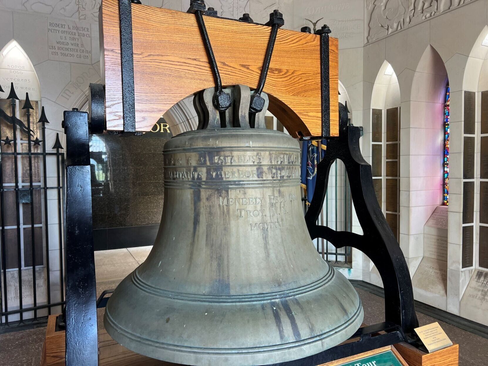 The Justice Bell inside Washington Memorial Chapel in Valley Forge