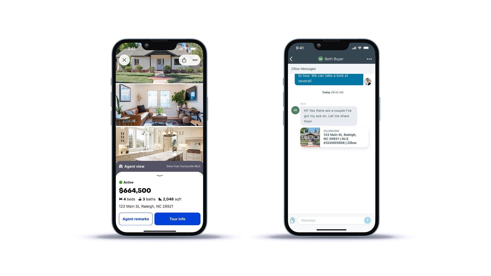 Agents and shoppers can message or book a tour together on Zillow listings in their local market, staying connected without ever leaving their Zillow search.