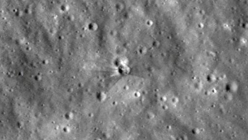 NASA's image of the Moon's surface where a SpaceX rocket struck and left a 60-foot wide crater that is 10 feet deep