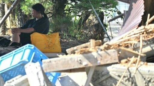 The town of Hikawa was one of the areas worst hit, where many older structures crumpled in the quake