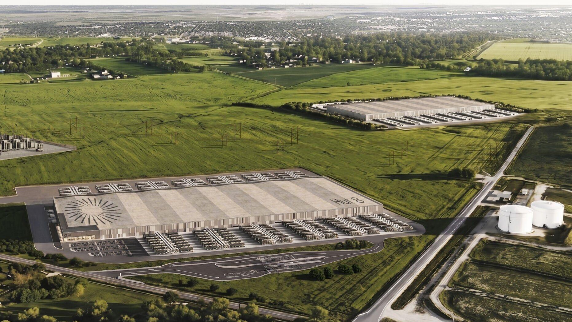 Rendering of Hut 8's fully commercialized Beacon Point data center campus in Nueces County, Texas