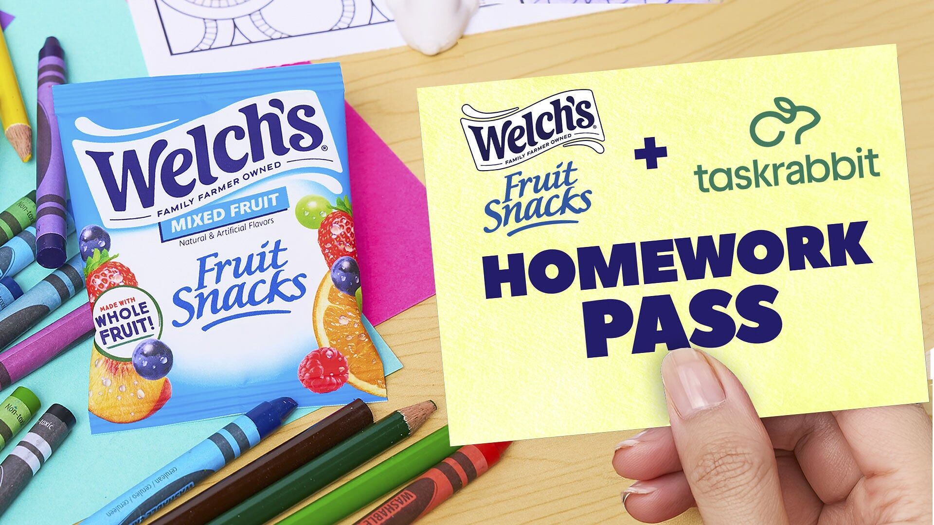 Welch's® Fruit Snacks is offering families a “Homework Pass” in the form of a Taskrabbit credit to book a local Tasker to take on back-to-school to-dos.