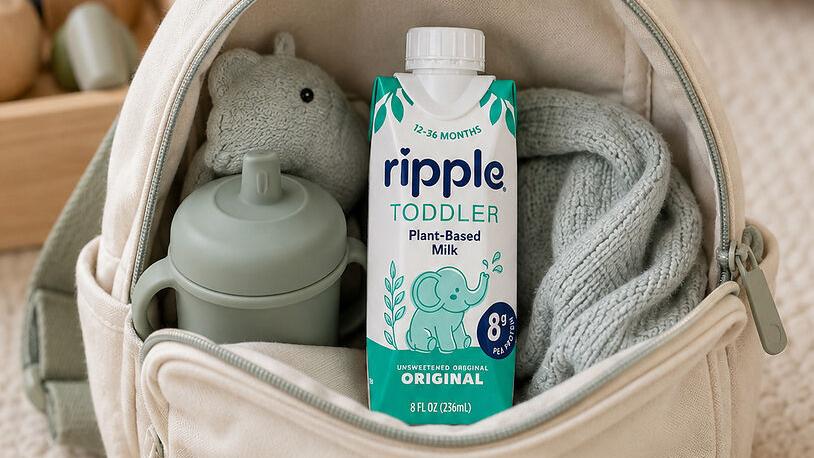 Shelf-stable Ripple Toddler Milk delivers 8g of pea protein in an easy-to-pack 8 oz. carton.