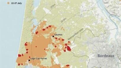 Fires in southwest France: Fires spread to edge of the Bordeaux metropolitan area