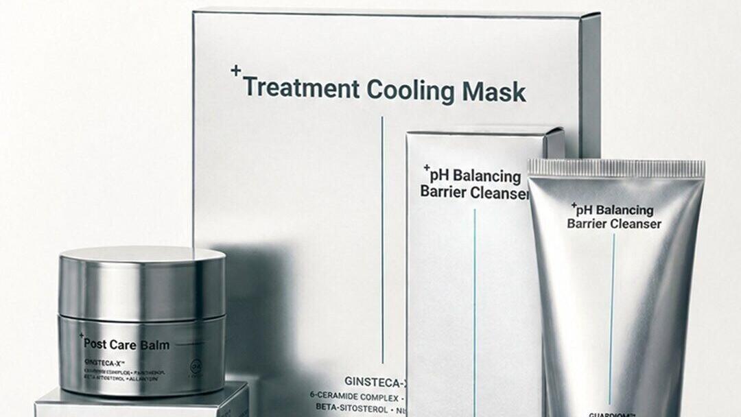 DA EFFECT's skincare lineup, featuring the Post Care Balm, Treatment Cooling Mask and pH Balancing Barrier Cleanser.