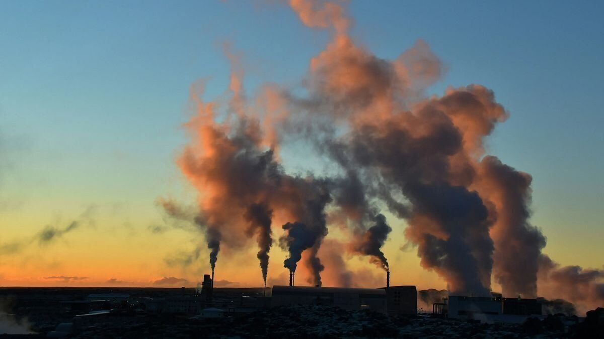 Steam Rises from a Geothermal Power Plant