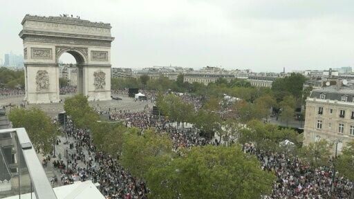 Crowds gather in central Paris in France ahead of Pope Leo XIV mass