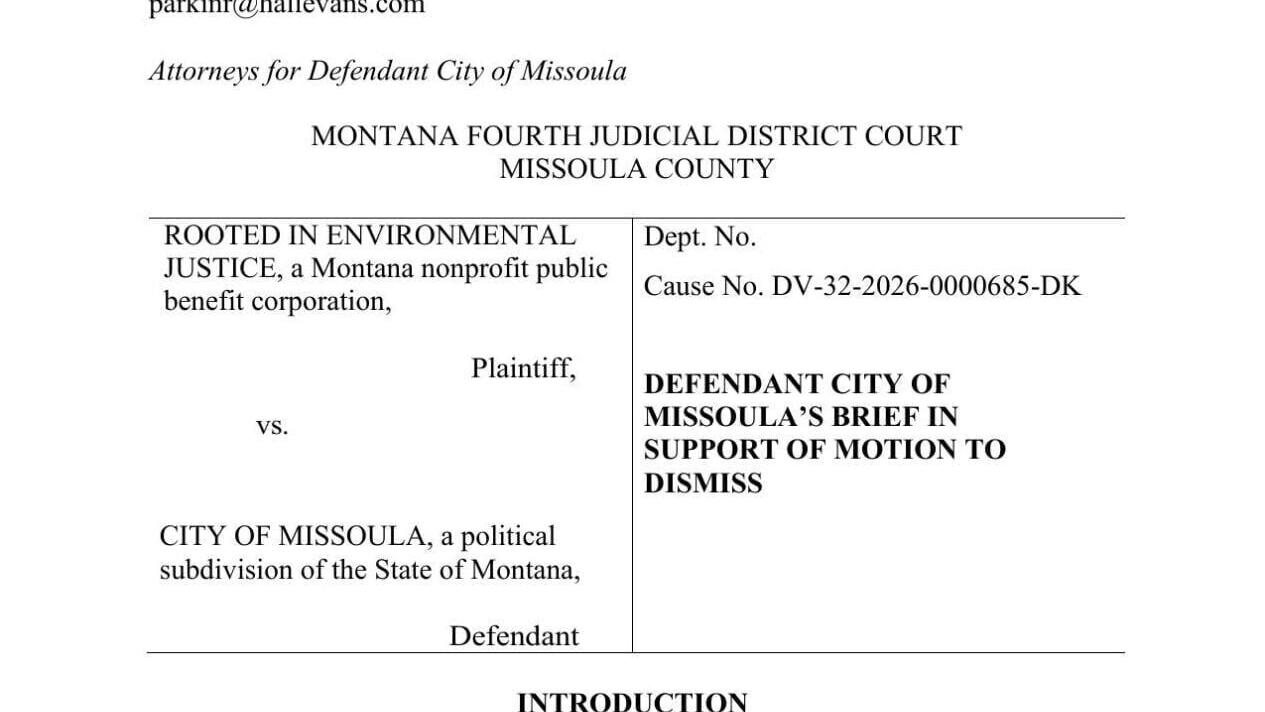 City of Missoula's motion to dismiss