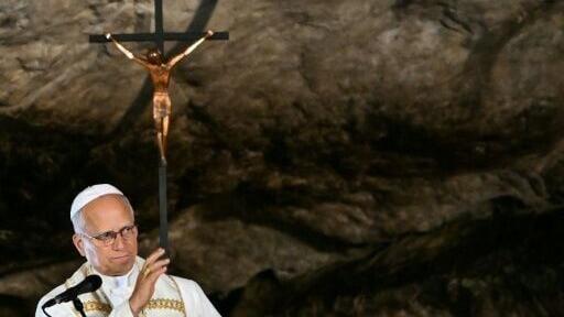 Pope Leo XIV led a prayer at the Sanctuary of Our Lady of Lourdes