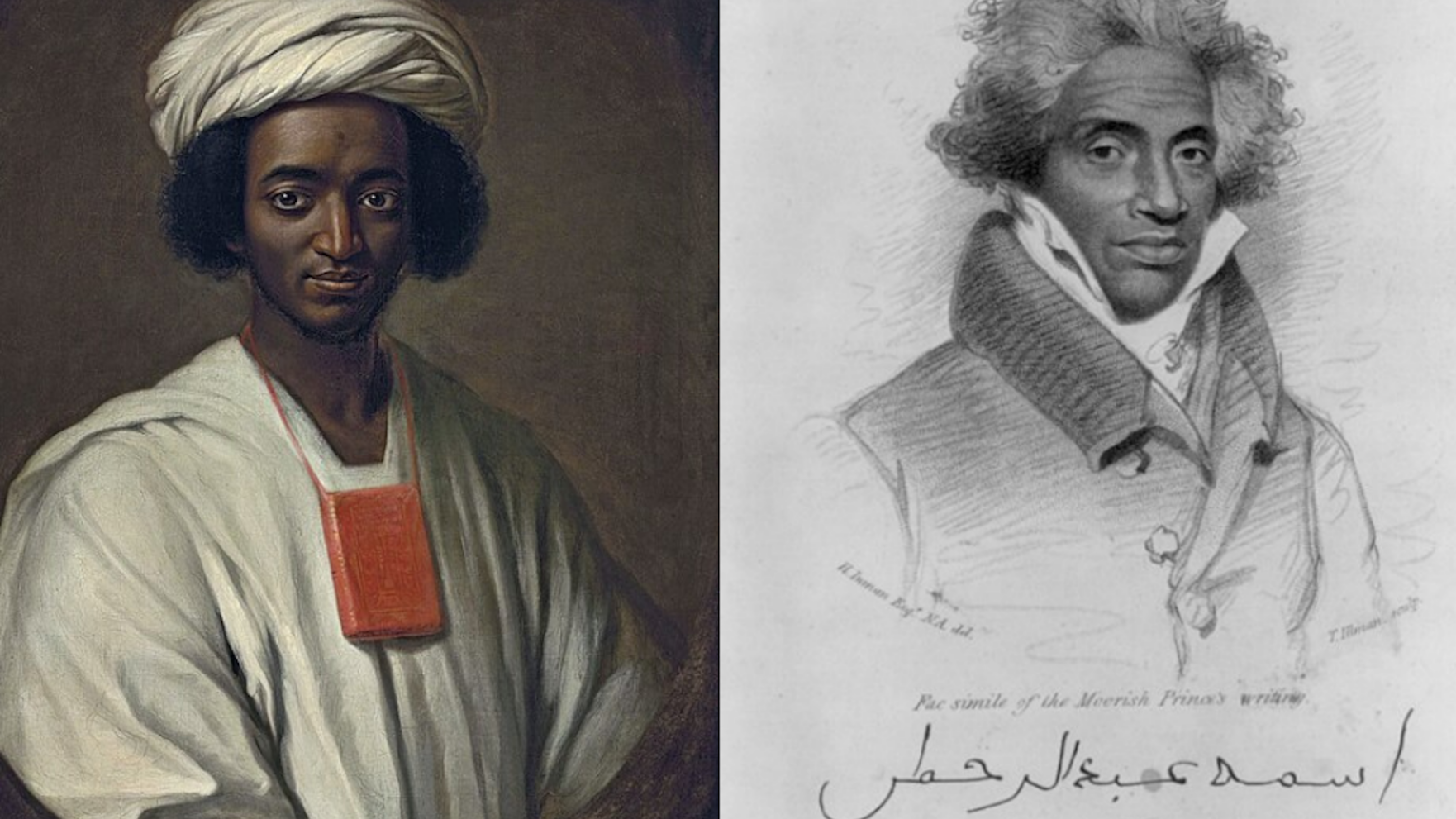 Portraits of two enslaved people: Ayuba Suleiman Diallo and Abdul Rahman Ibrahima ibn Sori.
