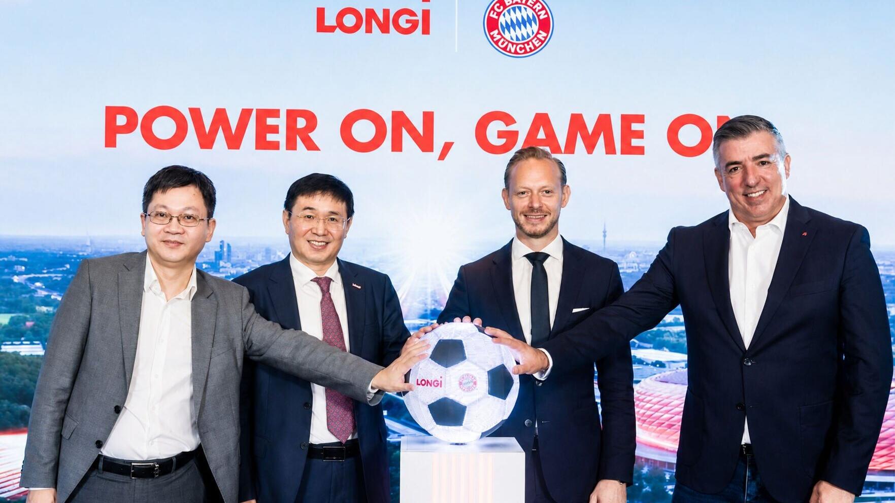 At the partnership launch ceremony (from left to right): Charles Jiang, Vice President of LONGi and President of the PV Product Management Center; Zhong Baoshen, Chairman and General Manager of LONGi; Rouven Kasper, Board Member for Marketing &amp; Sales, F...