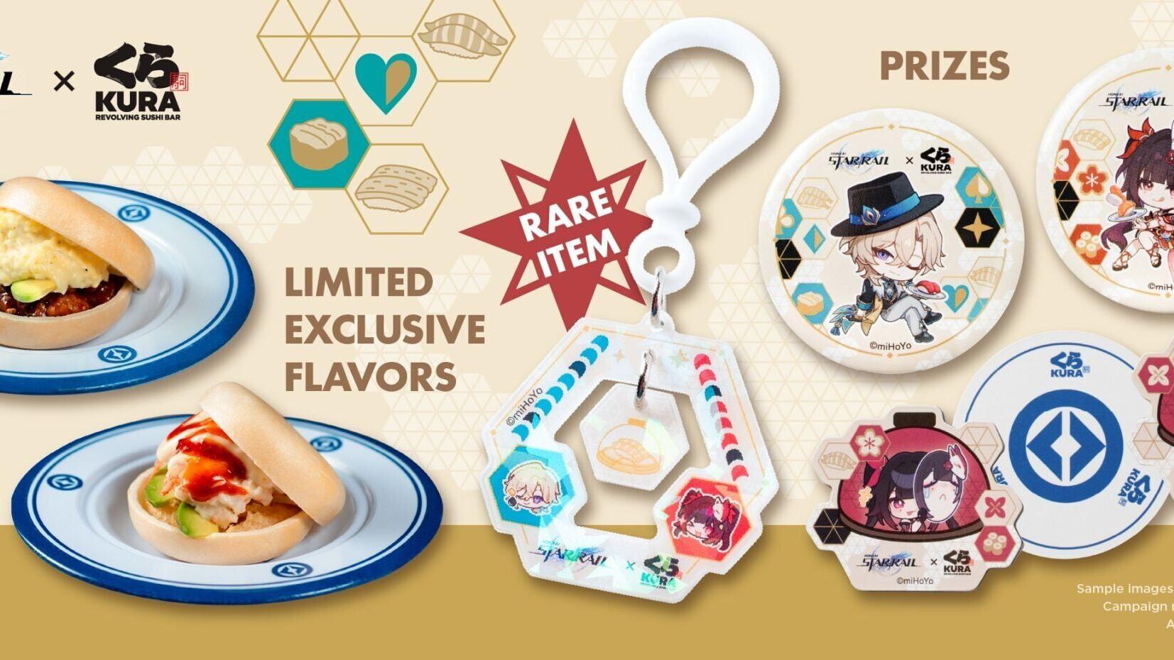 Honkai: Star Rail x Kura Sushi Bikkura Pon collaboration features monaka sandwiches and capsule prizes inspired by fan-favorite characters Sparkle and Aventurine.