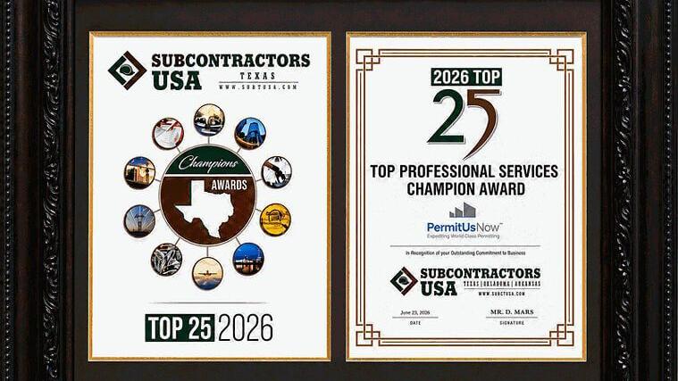 Top 25 Professional Services Award to Permit US NOW from SubContractors USA