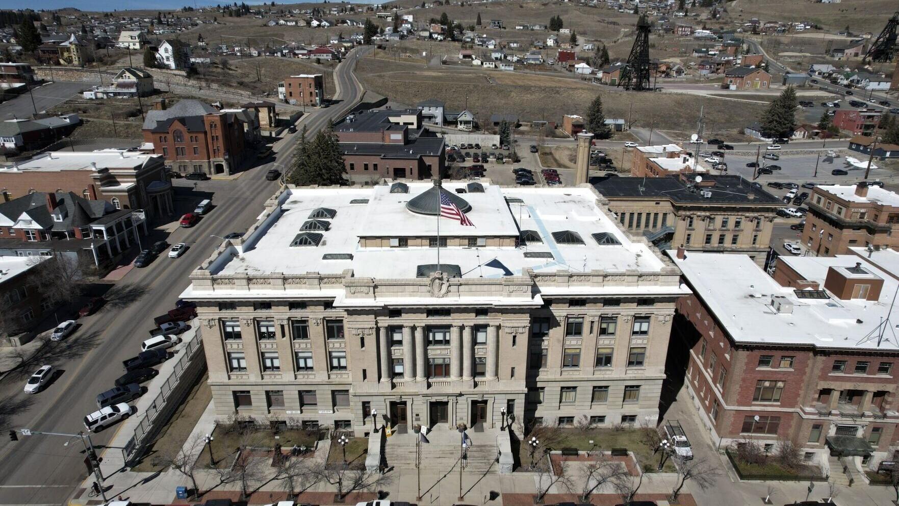 Butte-Silver Bow Courthouse aerial stock
