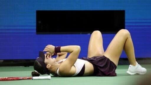 American Iva Jovic reacts after defeating Philippines' Alexandra Eala to reach the US Open fourth round