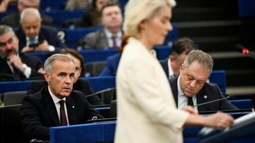 Canada's Prime Minister Mark Carney was listening as European Commission President Ursula von der Leyen gave her annual State of the Union address