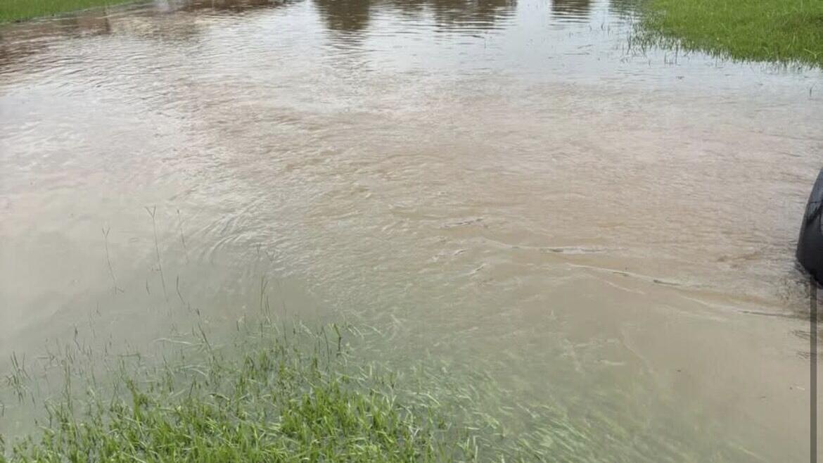 flooded roadway in Clarence