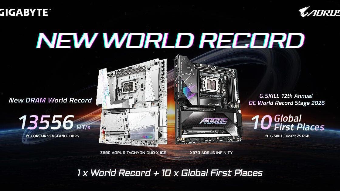 GIGABYTE Achieves DDR5 World Record and 10 Global First Places in Overclocking at COMPUTEX 2026