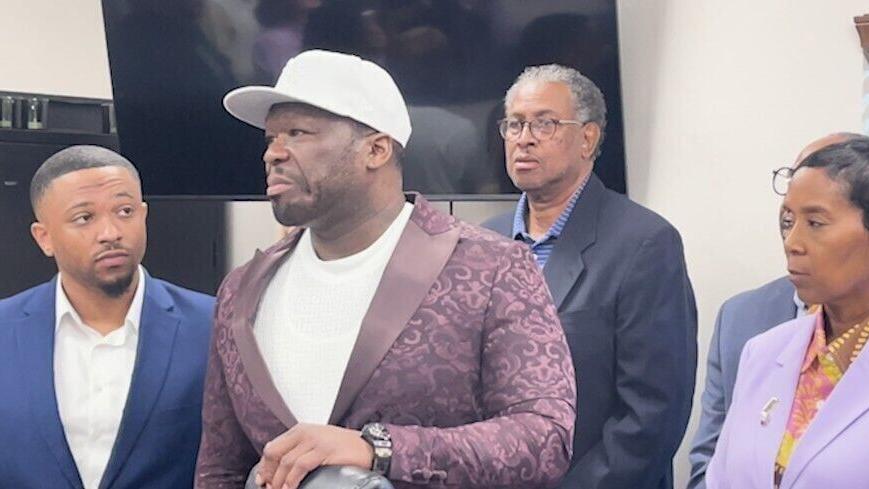 Curtis 50 cent Jackson and Councilwoman Tabatha Taylor