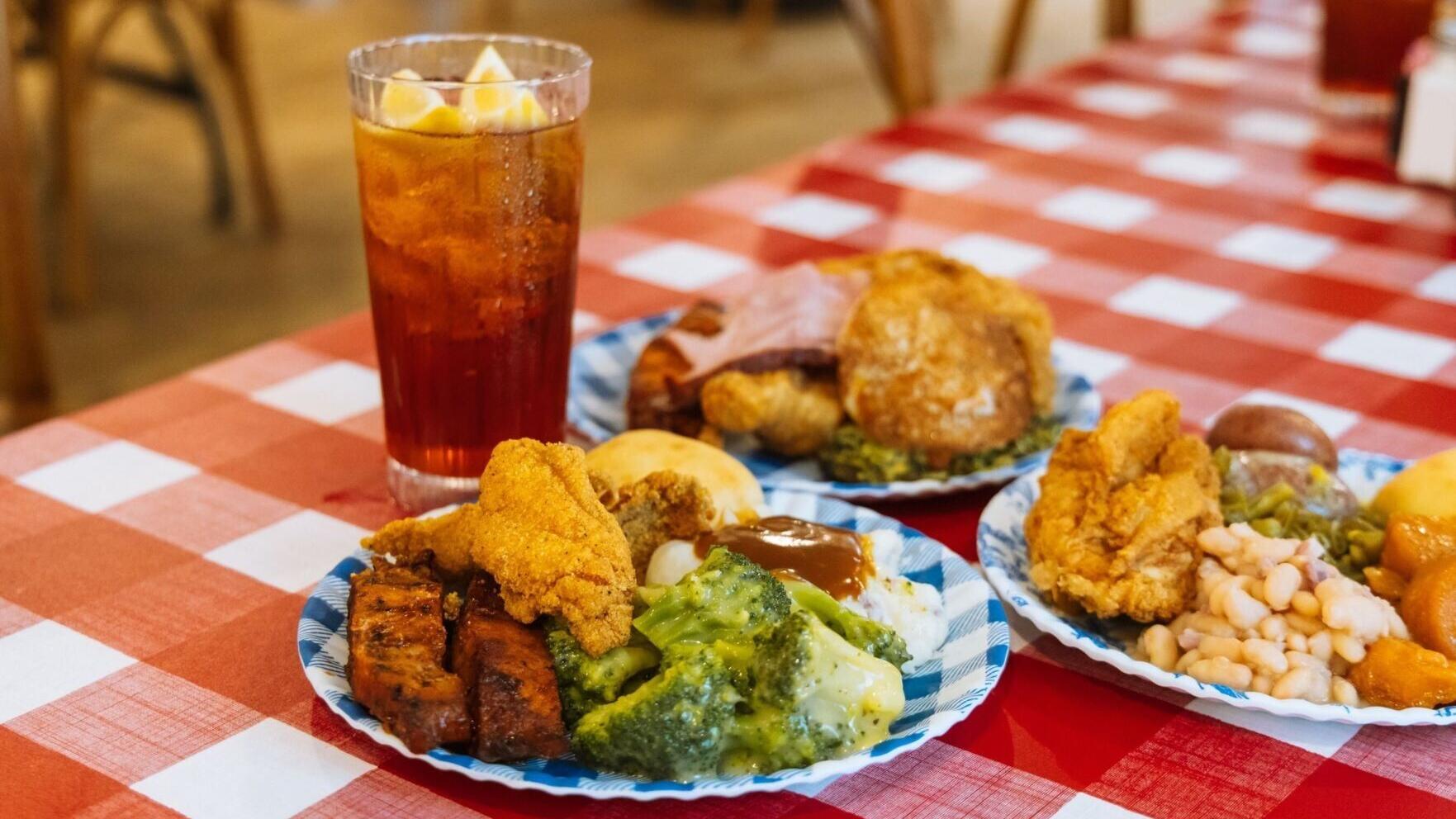 Brooks Shaw's Old Country Store is known for its Southern-Soul comfort food, including fried chicken, fried catfish, house-smoked meats, turnip greens, white beans, redskin mashed potatoes and sweet potatoes, all served in a nostalgic general store sett...