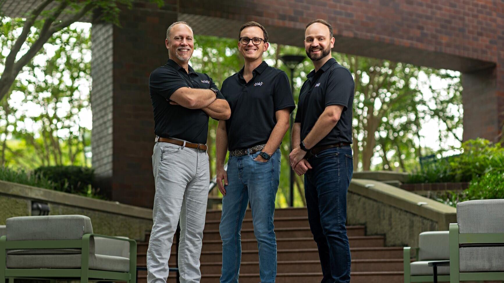 Takt co-founders, from left to right: Glynn LoPresti, Co-Founder &amp; CEO; Alex Rhea, Co-Founder &amp; CTO; and Noah MacMichael, Co-Founder &amp; CPO