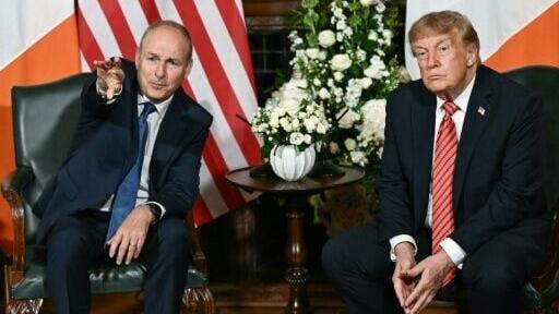 US President Donald Trump (R) met Ireland's Prime Minister Micheal Martin (L)